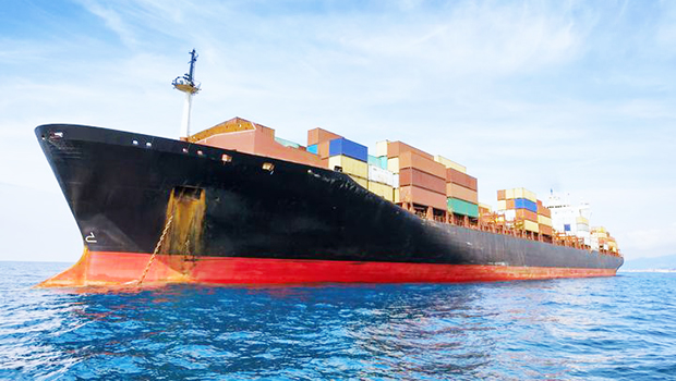 A container ship at sea