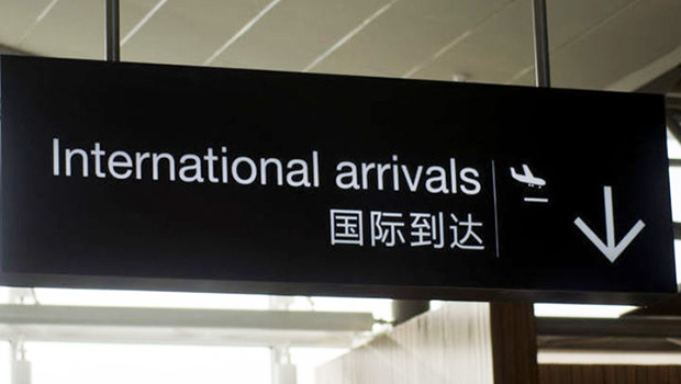 International arrivals line at NZ airport