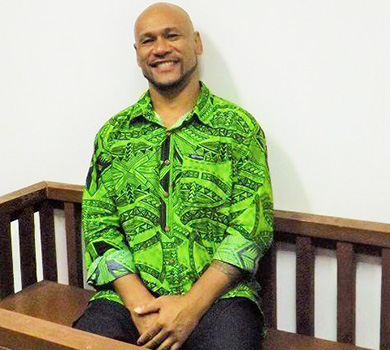 Malele Atofu, aka King Faipopo, sitting in court 
