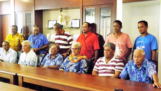 Fiame Naomi Mataafa and representatives of Ti'avea Village