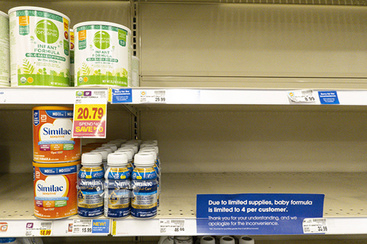 Empty baby formula shelves