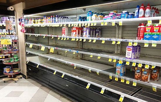 empty shelves in a Eva Beach store, Honolulu 