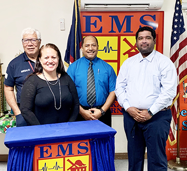 (L-R Back row): EMS Chief, Galumalemana Popo Avegalio, Acting CEO of LBJ Tropical Medical Center Dr. Akapusi Ledua and CFO of LBJ- TMC Sefanaia Kaumaitotoya (Front row): Jean Anderson, PsyD, Clinical Psychologist/ LBJ Board Consultant. [