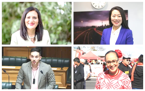 Clockwise from top left: ACT MP Parmjeet Parmar; National MP Nancy Lu; Labour MP Jenny Salesa; Green MP Ricardo Menéndez March  