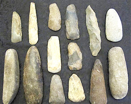 A collection of stone tools 