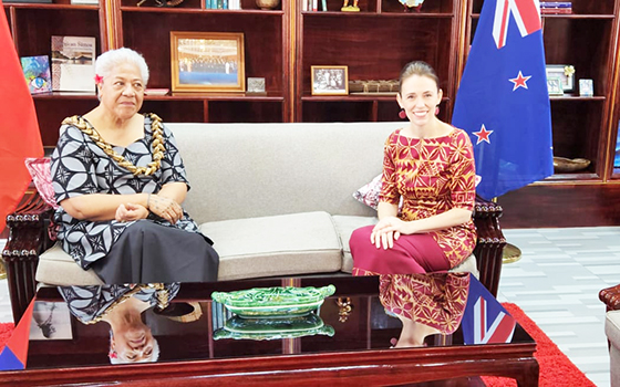Samoa Prime Minister Fiame Naomi Mata'afa and New Zealand Prime Minister Jacinda Ardern