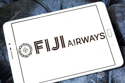 Fiji Airways logo displayed on a smart phone