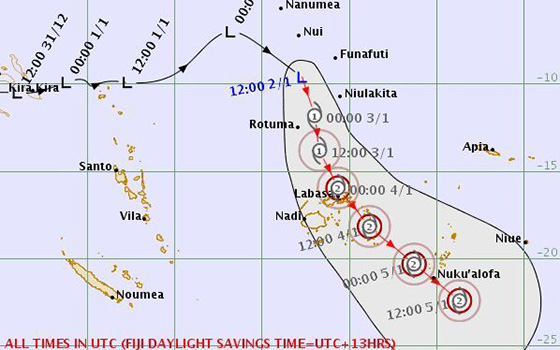  Tropical Depression TD04F forecast track map at 2.52pm on 02 January, 2019