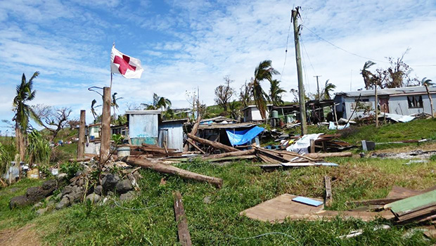 A residential area of Fiji pictured after Cyclone Winston in 2018