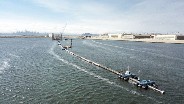  Floating boom that will be used to corral plastic litter 