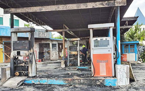 Gas station that was set on fire