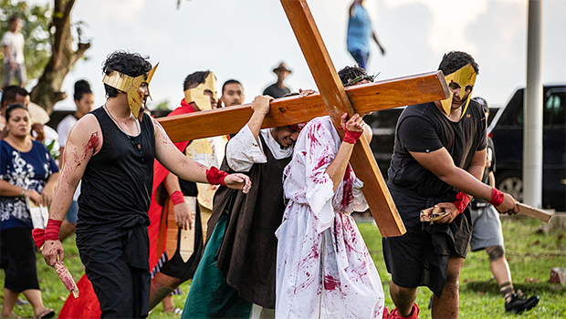 A procession of the Stations of the Cross in Apia