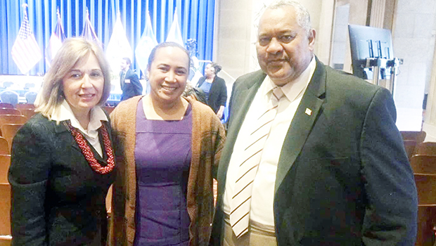 Carmen Cantor, First Lady Ella Mauga and Gov. Lemanu P.S. Mauga