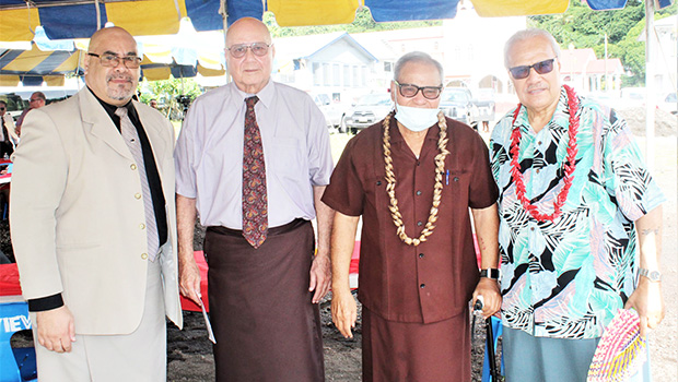 [l-r] Rev. Iasepi Ulu of CCCAS Fagatogo, Chief Justice Michael Kruse, Gov. Lolo Matalasi Moliga and Secretary of Samoan Affairs Mauga T. Asuega