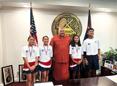 Am Samoa’s Junior Tennis team with Gov. Lemanu