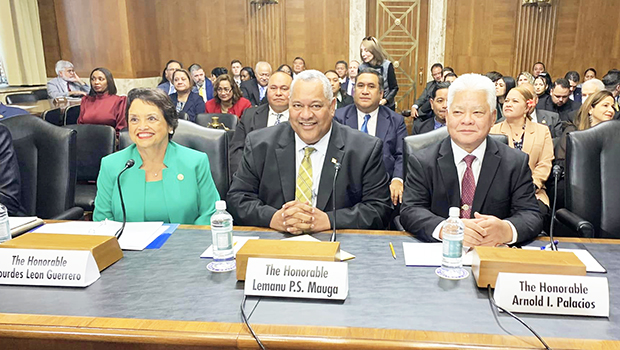  [l-r] Gov. Lourdes Leon Guerrero of Guam, American Samoa’s Gov. Lemanu P.S. Mauga, and Gov. Arnold I. Palacios of CNMI