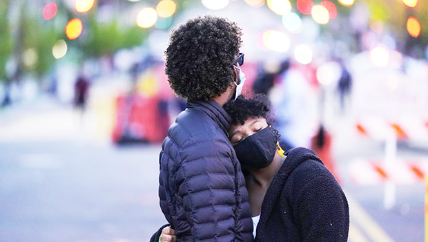 A couple dances at Black Lives Matter Plaza near the White House