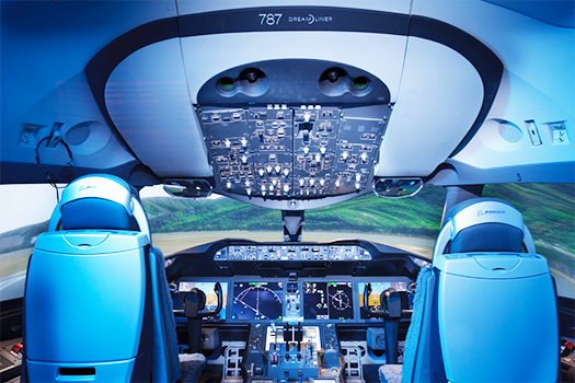 A CAE Boeing 787-9 full-flight simulator