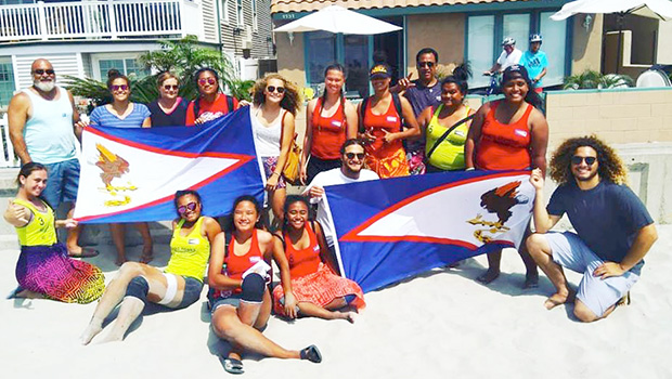 American Samoa’s U18 Women’s Beach Handball Team with supporters