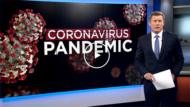 Screenshot from Hawaii News Now 5 p.m. Friday news with reporter in front of coronavirus graphic