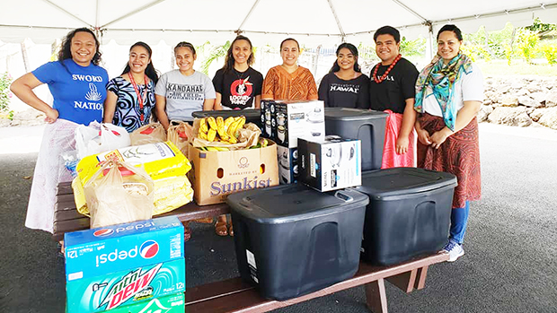 Many of the volunteers who put the care packages together