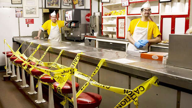 Texas Tavern employees Chris Dobe, left, and Nick Moore 