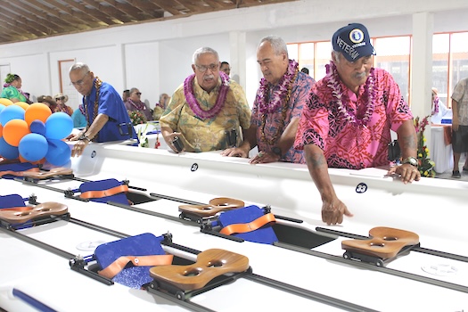 (L-R) Soliai Tuipine Fuimaono, Senate President Tuaolo Manaia Fruean, Senator Fano Frank Shimasaki, and DPS Commissioner Ta'aga Saite Moliga