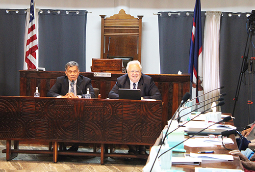 Samana Semo Veavea (left) and Deputy AG Roy J.D. Hall, Jr.