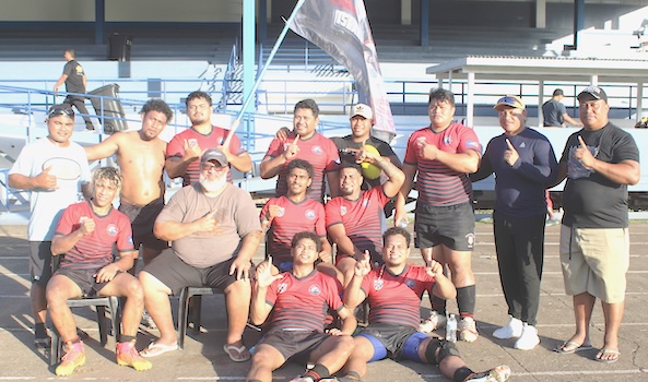 The Fagaalu Islanders, joined by their coaching staff and supporters
