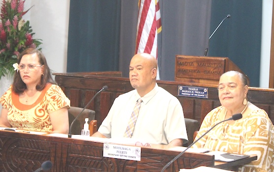 AG Gwen Tauiliili-Langkilde, Governor's Office Chief of Staff Leonard Seumanutafa, and ASEDA Office Director Blanche Lulu Barber,