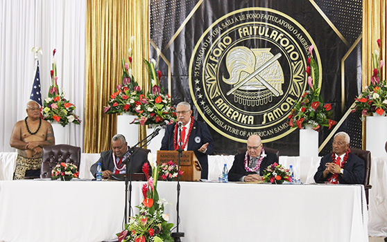 Senate President Tuaolo Manaia Fruean and others