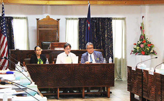 Public Works Director Faleosina Voigt, Construction Manager/ Architect Mark Lively and Chief Procurement Officer Ti'alemasunu Mikaele Etuale