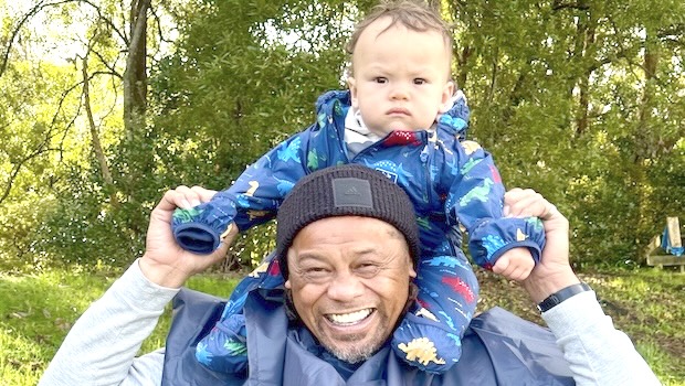 Mike Umaga with grandson on his sholders