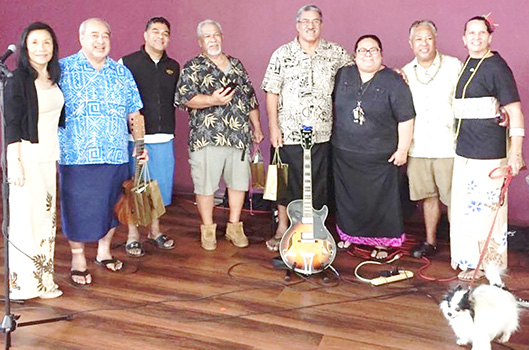 (L-R): Dr. Emilia Le’i- ASCC Dean of Student Services; Vaito’a Hans Langkilde- SJAF Board member; Kuki Tuiasosopo- Chairman, ASCC Fine Arts Department; Tom Scanlan- well known Am. Samoa musician; Rev. Peke Anoa’i- President of the Samoa Musika Foundation; Loretta Tonu-Pua'auli, Instructors, ASCC Fine Arts Instructor; Ulale Ulale- well known American Samoa musician; and Reggie Meredith Fitiao- Artist, ASCC Fine Arts Department.