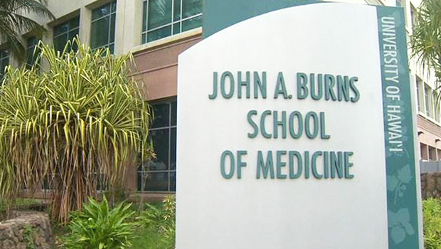 Sign at entrance to John Burns School of Medicine at UH