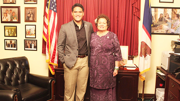 Congresswoman Amata and Rangel Fellowship winner John Iosefo