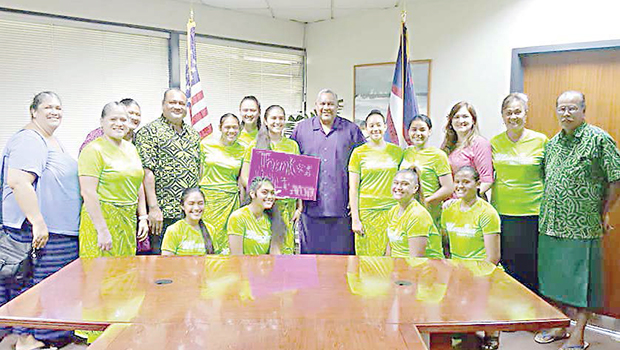 JPS Measina Volleyball Club  with their coach Lydia Faleafi ne Nomura,their parents and Lt. Gov Lemanu.