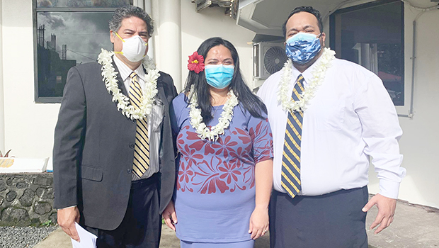 [l-r] Jon A. G. Clemens, Lornalei C. Meredith and Aitofele B. Sunia