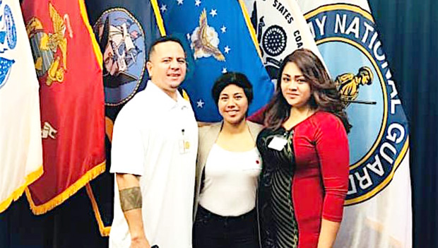 Kailelei Sesepasara with her parents, Hank and Precious