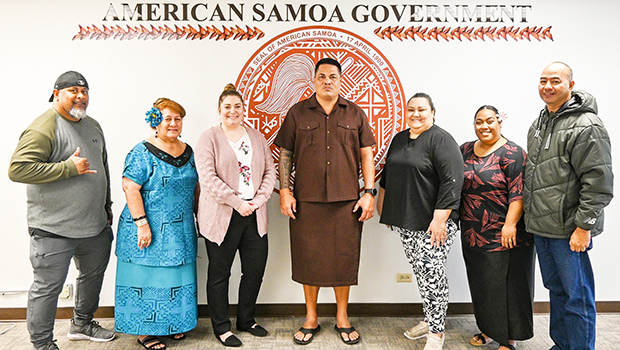 (L-R) Sefulutasi Kuresa, Diana Palea’ae, Megan Gregory, Dr. Afu Lefaoseu, Filomina Bruton, Janina Palea’ae, Kesimale Fano.