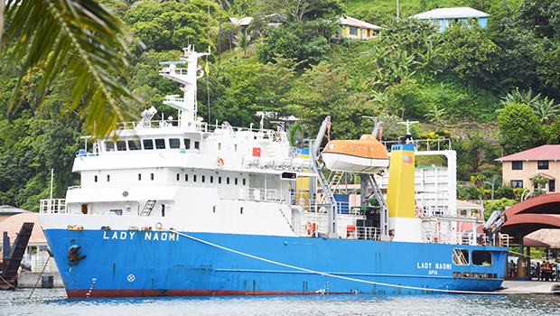 MV Lady Naomi docking in Pago harbor