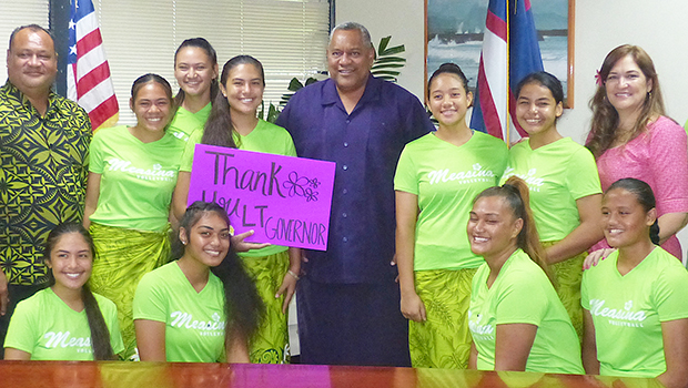 “Measina” American Samoa volleyball team and supporters with Lt. Gov. Lemanu