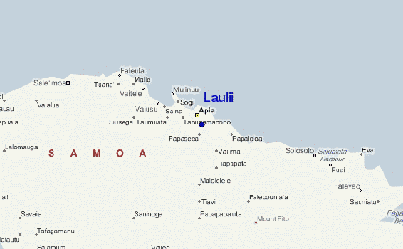 Map of Upolu with Laulii village located.