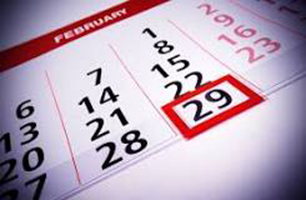 calendar showing Feb. 29