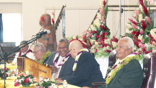 Gov. Lemanu with Senate President Tuaolo Manaia Fruean and House Speaker Savali Talavou Ale