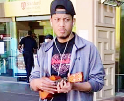 Letini Ricky Fala Mauga outside Stanford Medical Center