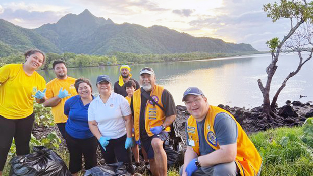 Members of the Lions Cllub at their Earth Day clean up