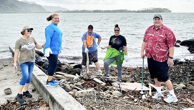 Homeland Security staffers at Lions Park clean up