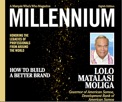 front cover of the “Millennium, a Marquis Who’s Who Magazine”