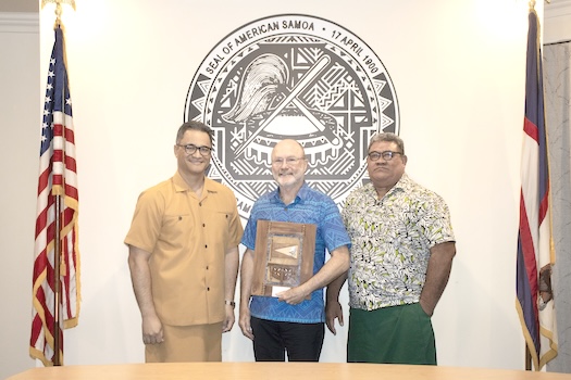 Lt. Gov. of American Samoa La’apui Talauega Ale with Joe Hamby & Tuaopepe Fata Li'o Jioko Asotau
